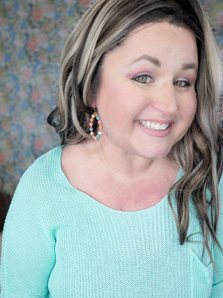 Pink + Aqua Wood Bead Earrings-12- Accessories & Gifts-Urbanista-Styled by Stacked - A Plus Size Women's Boutique in Lakeville, MN