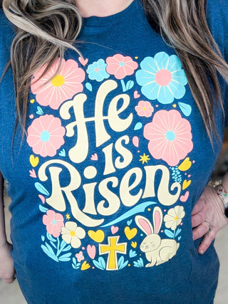 6- Graphic Tops He is Risen + Bunny Tee on Navy *DEAL* plus size clothing