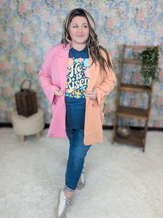 4- Overlayer Tops Lonnie Colorblock Blazer (2 Colors) plus size clothing