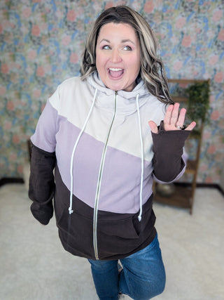 PHC Triple Stretch Full Zip Hoodie in Orchid, Taupe + Brown-3- Hooded Tops-MICHELLE MAE-Styled by Stacked - A Plus Size Women's Boutique in Lakeville, MN