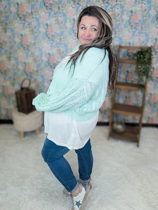 4- Overlayer Tops Birdie Spring Sweater Cropped Cardi plus size clothing