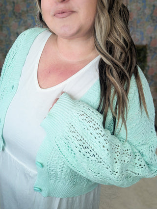 4- Overlayer Tops Birdie Spring Sweater Cropped Cardi plus size clothing