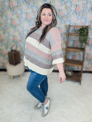 Leigh Ribbon Yarn Colorblock Sweater-2- Long Sleeve Tops-Davi and Dani-Styled by Stacked - A Plus Size Women's Boutique in Lakeville, MN