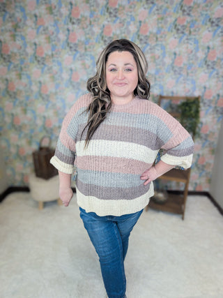 Leigh Ribbon Yarn Colorblock Sweater-2- Long Sleeve Tops-Davi and Dani-Styled by Stacked - A Plus Size Women's Boutique in Lakeville, MN