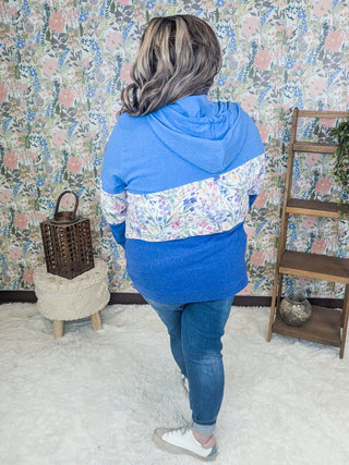 PHC Triple Stretch Full Zip Hoodie in Cottage Wildflower + Blues-3- Hooded Tops-MICHELLE MAE-Styled by Stacked - A Plus Size Women's Boutique in Lakeville, MN