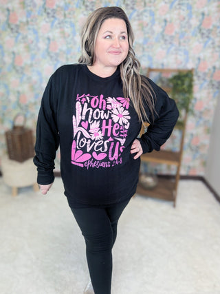 6- Graphic Tops How He Loves Us Crewneck Pullover *DEAL* plus size clothing