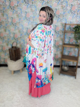 Leia Wildflower Splash Kimono-4- Overlayer Tops-Urbanista-Styled by Stacked - A Plus Size Women's Boutique in Lakeville, MN