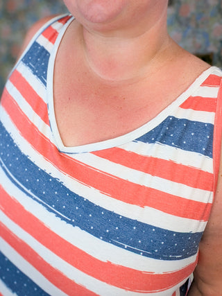 Kennedy Rounded Vneck Tank in Americana