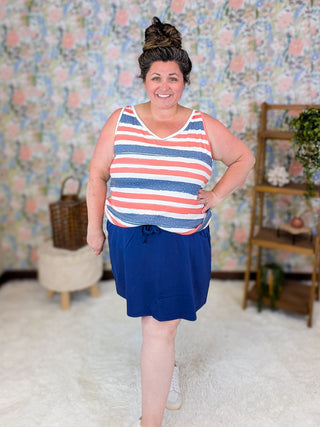 Kennedy Rounded Vneck Tank in Americana
