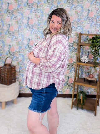 Sophia Flannel w/Fringe Bottom in Pinky Plum