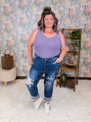 Judy Blue Cuffed Distressed Slim Fit Jeans