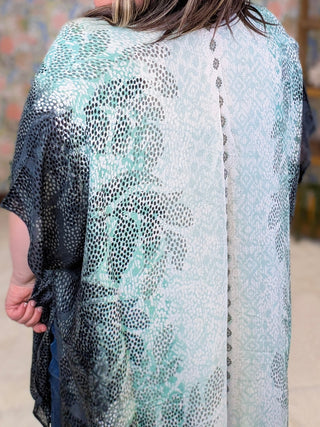 Demi Dot Print Botanical Kimono