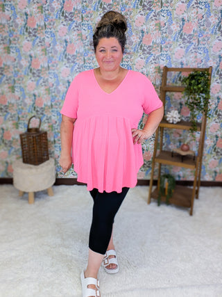 Beckett Thermal Knit Vneck Babydoll Top