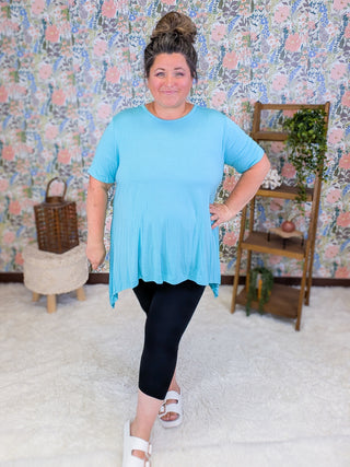 Sloane Crewneck Top w/Draped Hem (2 Colors)