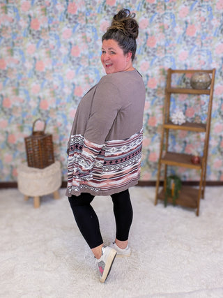 Kai Aztec Accent Draped Cardigan (4 Colors)