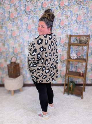 Hayden Dolman Animal Print Cardigan w/Stripe Accent