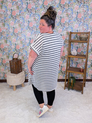 Maren Short Sleeve Cardigan in Textured Stripes (3 Colors)