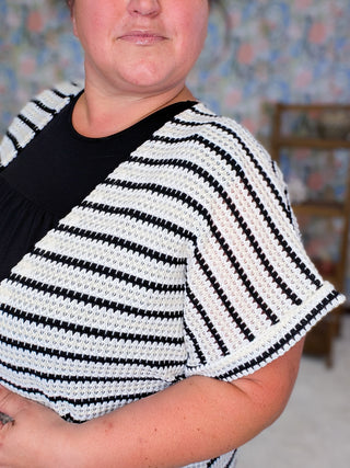 Maren Short Sleeve Cardigan in Textured Stripes (3 Colors)