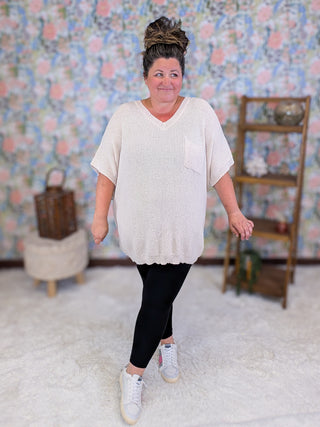 Hallie Short Sleeve Knit Sweater in Oat
