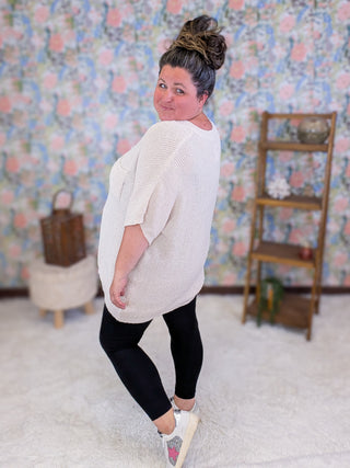 Hallie Short Sleeve Knit Sweater in Oat