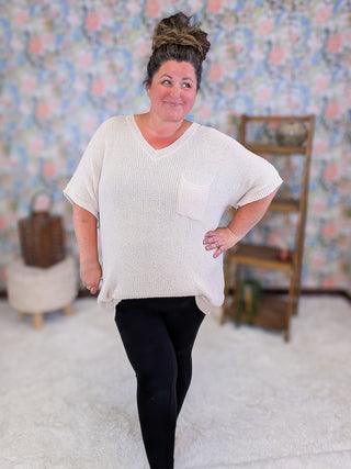 Hallie Short Sleeve Knit Sweater in Oat