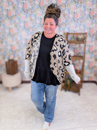 Hayden Dolman Animal Print Cardigan w/Stripe Accent