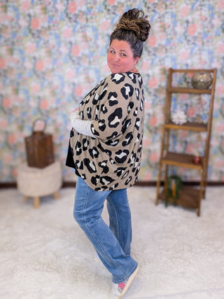 Hayden Dolman Animal Print Cardigan w/Stripe Accent