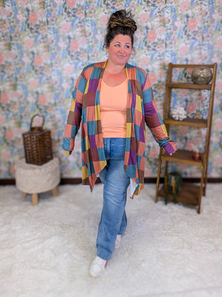 Marek Geometric Block Multi Color Cardigan w/Pockets