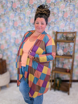 Marek Geometric Block Multi Color Cardigan w/Pockets