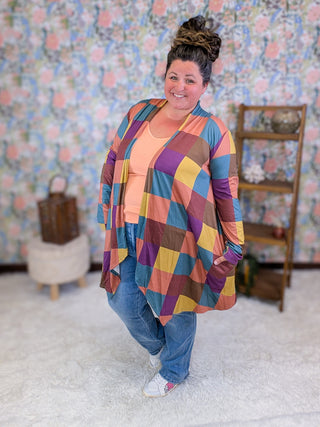 Marek Geometric Block Multi Color Cardigan w/Pockets