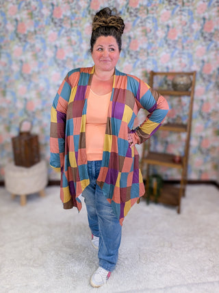 Marek Geometric Block Multi Color Cardigan w/Pockets
