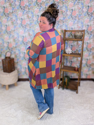 Marek Geometric Block Multi Color Cardigan w/Pockets