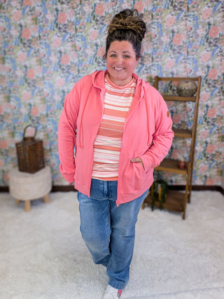Tina Striped Short Sleeve Top in Pink Mix