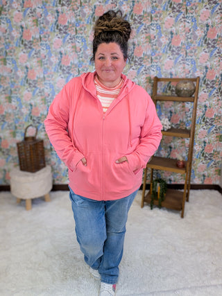 PHC Triple Stretch Full Zip Hoodie in Sunkissed Coral