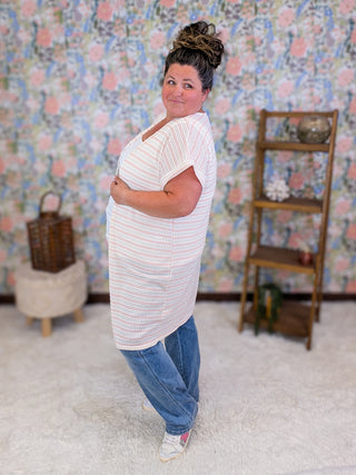 Maren Short Sleeve Cardigan in Textured Stripes (3 Colors)