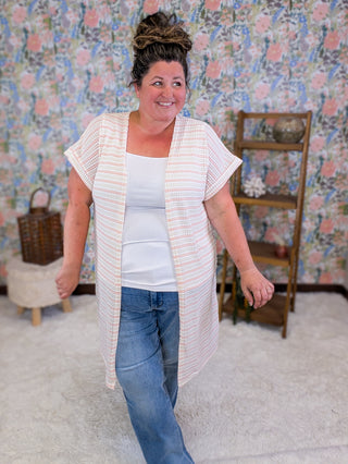 Maren Short Sleeve Cardigan in Textured Stripes (3 Colors)