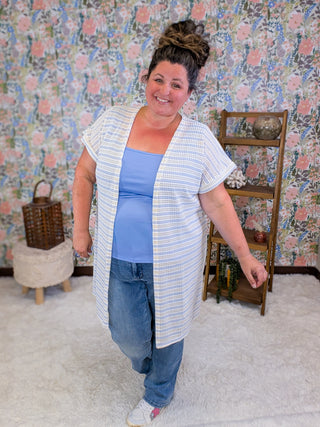 Maren Short Sleeve Cardigan in Textured Stripes (3 Colors)