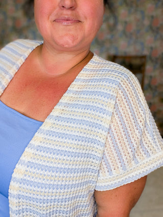 Maren Short Sleeve Cardigan in Textured Stripes (3 Colors)