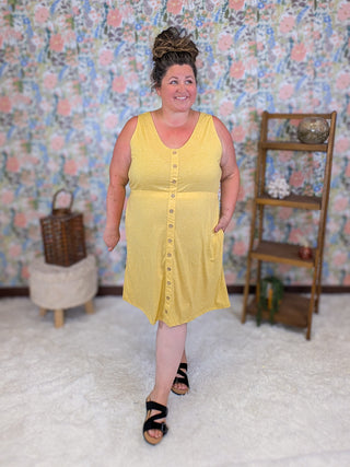 Beverly Button Front Tank Dress w/Pockets in Solids