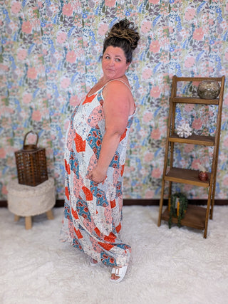Amalia Patchwork Print Maxi Dress w/Pockets
