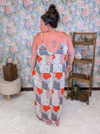 Amalia Patchwork Print Maxi Dress w/Pockets