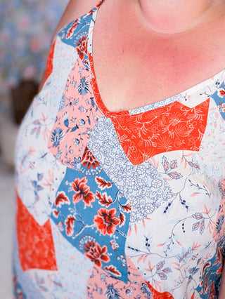 Amalia Patchwork Print Maxi Dress w/Pockets