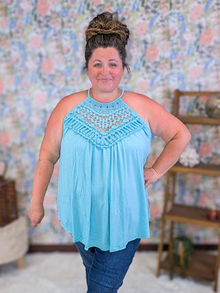 Charlize Lace Detail Flowy Halter Tank (5 Colors)
