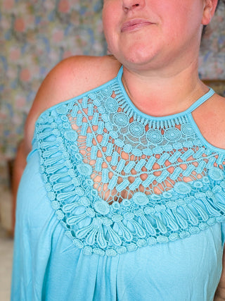 Charlize Lace Detail Flowy Halter Tank (5 Colors)