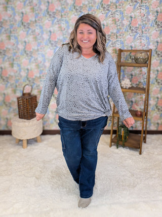 Gwenna Spotted Pullover w/ Knot Detail