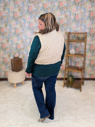 Lenora Vintage Floral Vest w/Pockets in Cream