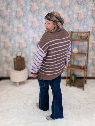 Cressida Striped Sweater in Brown + Orchid Mauve