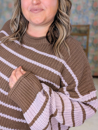 Cressida Striped Sweater in Brown + Orchid Mauve