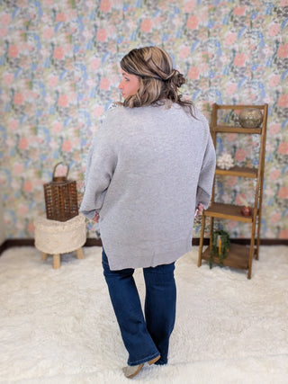 Dottie Slouchy Knit Cardigan w/Pockets in Gray