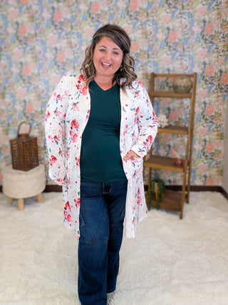 Tinley Tissue Weight Pocket Cardigan in Florals (8 Colors)